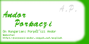 andor porpaczi business card